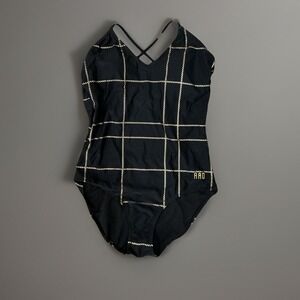 NWT RAD Swim Black One Piece‎ Swimsuit Gold Rope Print Criss Cross Back Size L